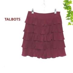 TALBOTS　ティアードミニスカート　シルク100%　ボルドー　パープル　 L