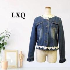 zB191【L】LXQ デニムジャケット レースデザイン フリル袖 装飾加工