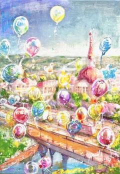 ○milk cocoa　奇跡の風船　絵画原画 ○milk cocoa 奇跡の風船 絵画原画 ○milk cocoa様専用 奇跡の風船