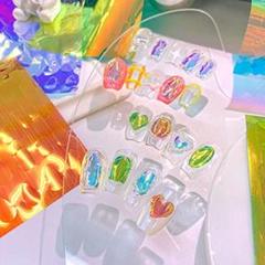 〆オーロラアイスキューブセロファンネイルアートステッカーカラフル（6枚）