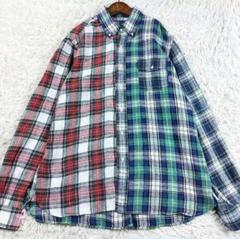 極美品 ポロラルフローレン QRコード リネン チェック クレイジー 長袖シャツ