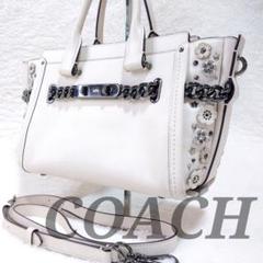 ✨極希少✨COACH レザー 2WAY ティーローズ スワッガー ホワイト