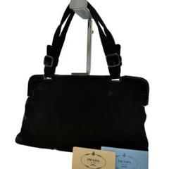 PRADA プラダ ベロア ハンドバッグ ミニトートバッグ がま口 ブラック