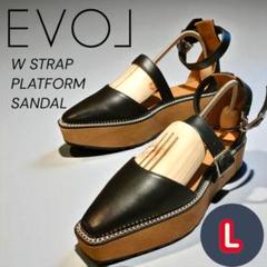 EVOL×yukko コラボ ウェッジソール サンダル 黒 チェーン サイズＬ