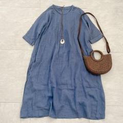 nest Robe リネン100% 五分袖 シャツワンピース ゆったり