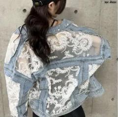 9889→¥8899！！！】 レース✖️デニム切り替えジージャン