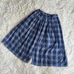 【専用】サニークラウズ　シャトルノーツ　インディゴチェックのキュロットパンツ綿麻 専用】サニークラウズ シャトルノーツ インディゴチェックの