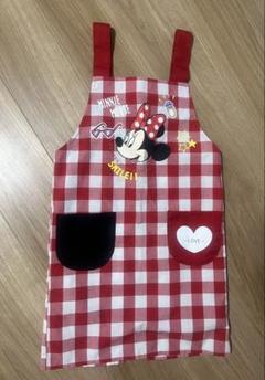 ミニーマウス 赤白チェック エプロン