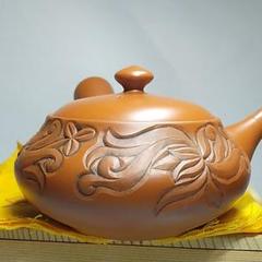久田勝石作 常滑焼 朱泥 平茶注 急須 茶器