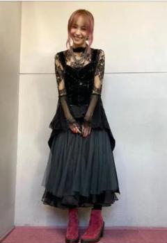 【AULA】リバーレーススタンドカラーブラウス 黒 新品未使用 タグ付き