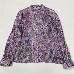 美品 LEILIAN ペイズリー柄 シルク フリルカラー長袖ブラウス 伊