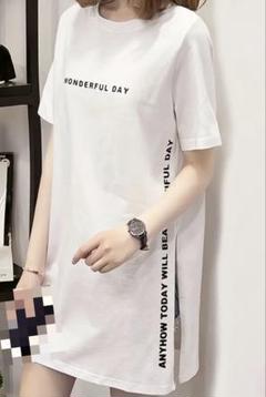 ホワイト 半袖 Tシャツ チュニック M