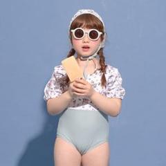 新品★Lycee mineバイカラーパフワンピース水着スイムキャップセット100