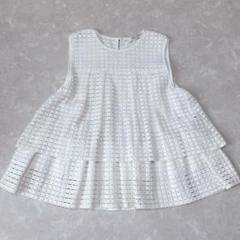 美品 ADORE アドーア ノースリーブブラウス 38 カットワークレース 白