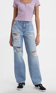 新品Levi's BAGGY DAD デニムパンツ ダメージ加工ルーズストレート