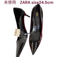 ZARA レザーハイヒールパンプス　BLACK 24.5センチ ZARA ザラ パンプス ポインテッドトゥ ハイヒール シューズ 靴