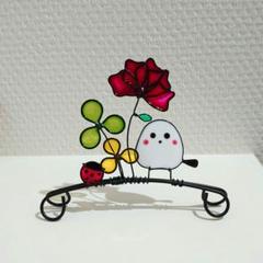 小鳥とてんとう虫＆お花たちのハンドメイドオブジェ　ワイヤークラフト　掛置両用