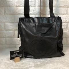 CHANEL ヴィンテージ トートバッグ デカココ ラムスキン ブラック