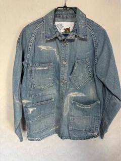 入荷通知 アプリ おすすめ TCB ジーンズ BLUE SAKURA カバーオール 38 ダメージリペア加工 ジャケット・アウター