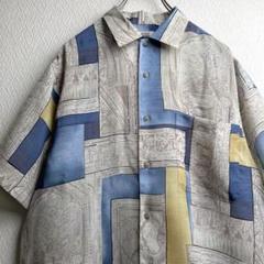 古着 レトロ シャツ 総柄 柄シャツ ガラシャツ 半袖