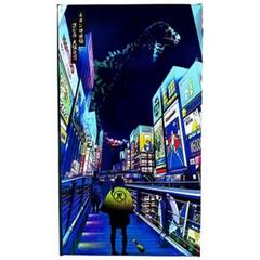 ネオン浮世絵「ゴジラ 大阪之図」ファブリックボード ゴジラ