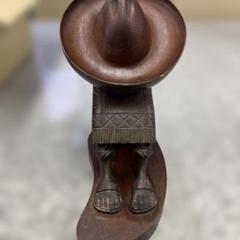大きな帽子 手彫り 彫刻 木製 置物 コレクション オブジェ 小物 格安
