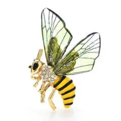 ピンズ バッジ ブローチ バッヂ ( はち ハチ 蜂 ) 左向き 透明な羽