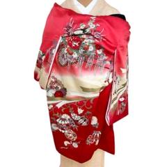 か*ん様 お宮参り 産着 祝着 ピンク×赤 花車 手毬 雪輪 女の子