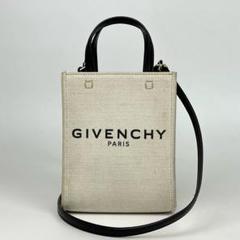 【美品】ジバンシー ハンドバッグ 2way Gトート キャンバス レザー 白 黒