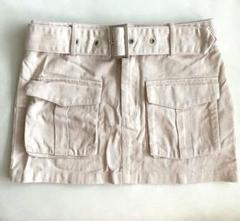 ☆ミニスカート☆ポケット、ベルト付きミニスカート☆ベージュ