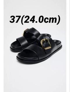 ZARA ザラ レザーフラット バックル サンダル 39 完売品 新品タグ付き ZARA ザラ レザーフラット バックル サンダル 39 完売品 新品