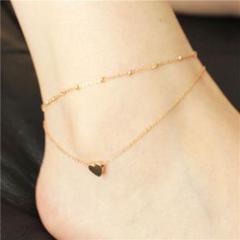 新品✳︎ゴールド14k ハート2連アンクレット