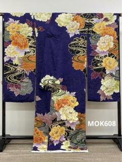 振袖 RORA 仮絵羽 銀通し 刺繍 金彩 大輪 正絹 未仕立て品 八掛付き 振袖 仮絵羽 銀通し ラメ刺繍 金彩 薔薇 正絹 未仕立て品 八掛付き