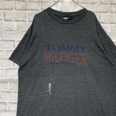 トミーヒルフィガー！USA製90sヴィンテージTシャツ！グレー半袖古着XL728