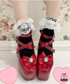 csT&P 厚底　リボン　パンプス　リズリサ　赤　レッド　エスペランサ　推し活 csT&P 厚底 リボン パンプス リズリサ 赤 レッド エスペランサ