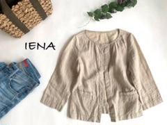 【IENA】リネンノーカラージャケット
