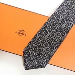 美品 エルメス HERMES ネクタイ シルク イカリ柄 アンカー 碇