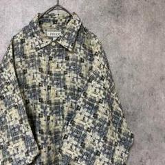 90s vintage 半袖　柄シャツ　レーヨン　メンズ　M 古着　個性派