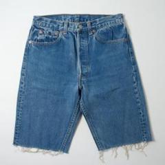 【Levi's】501 ブルーデニムショーツ　ハーフパンツ W32 L32 90s USA製 Levi'sリーバイス 501 カットオフ デニム ショート