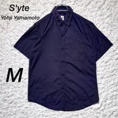 『S'YTE』　半袖シャツ　襟刺繍　スター　星　上品　希少　ネイビー　【M】