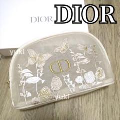 新品未使用♡Dior 花と蝶刺繍 ラウンドポーチ　母の日ギフト 新品☆Dior マザーズデイ ディオール オリジナル 刺繍 ポーチ 蝶