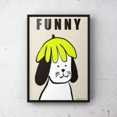 ★A4フレーム付き★オリジナル アートポスター FUNNY 犬 インテリア