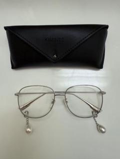 キムへキム KIMHEKIM シルバー メガネ パール付き ドロップ