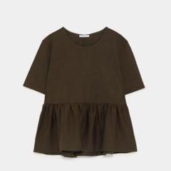 ZARAブラウン ペプラム 半袖トップス ZARA未使用ペプラム フリルトップス ブラウン - メルカリ