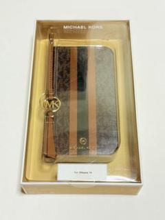 新品　マイケルコース　スマホケース　iPhone14 手帳型　ブラウン　タッセル