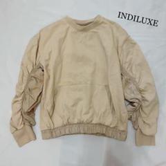 INDILUXE ● ギャザー袖スウェット　ベージュ　韓国ファッションのサムネイル