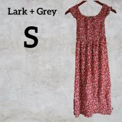 Lark + Grey【S】フラワープリント ノースリーブワンピース 花柄 赤