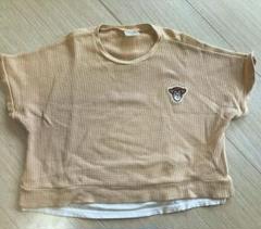キャラクター刺繍 ベージュ Tシャツ 半袖