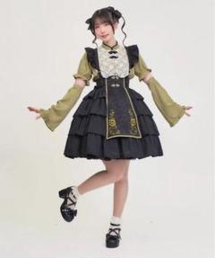 牡丹刺繍チャイナスカート グリーン axes femme kawaii