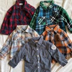 5点まとめ売り 男の子90 長袖チェックシャツ おそろい JUNKSTORE
